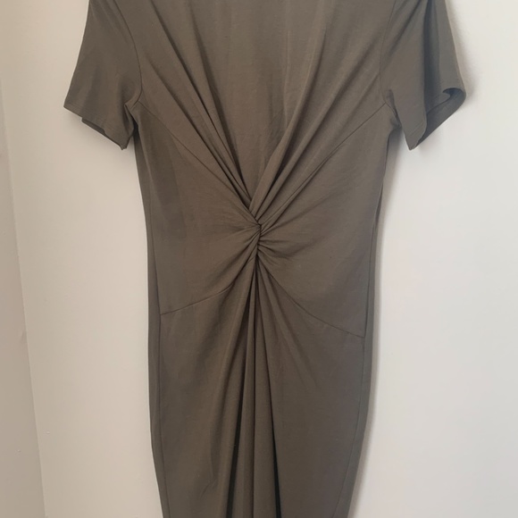 NWT Theory Knot Tee Dress In Faded Army Green - Picture 3 of 6